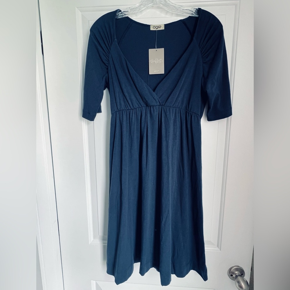 Anthropologie navy cotton Ogle dress light weight Large travel